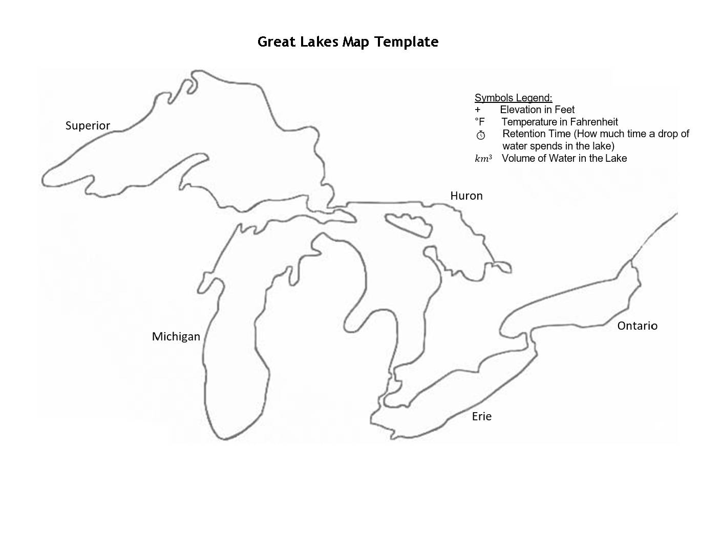 Student page of map outline of Michigan and the Great Lakes